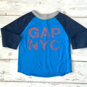 BabyGap 12-18m Boys Shirt Long Sleeve Blue NYC Gap Kids Baby Toddler 12m 18m